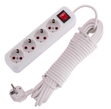 Удлинитель 4х10м с заземл. 16А IP20 Lila с выкл.  720-0410-402