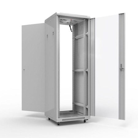 Шкаф напольный 19дюйм Standart 32U 600х600мм передняя дверь стекло задняя дверь металл RAL7035  04-2310