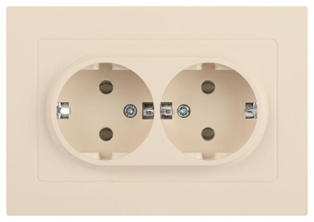 Розетка Accent 6-205-02 2X2P+E Schuko 16А-250В IP20 СУ AL/CU сл. кость  Б0063489