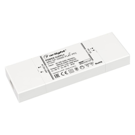 Блок питания ARV-SP-24060-FLAT-PFC 24В 2.5А 60Вт IP20 пластик 5 лет  033261