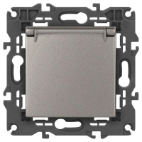 Розетка ЭРА Elegance 14-2103-16 2P+E Schuko со шторками с крышкой 16А-250В титан  Б0065811 Розетка ЭРА Elegance 14-2103-16 2P+E Schuko со шторками с крышкой 16А-250В титан  Б0065811