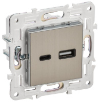 Розетка USB A+C 3.1А SKANDY SK-R14N никель  SK-U22-D31-K50