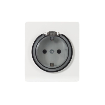 Розетка 1-ая с/з с/у со шторками и крышкой 16А MIELE бел.  KR-78-0702-1