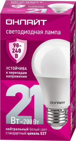 Лампа светодиодная 90 405 OLL-A60-21-230-4K-E27 (PRO 90-240В)  90405