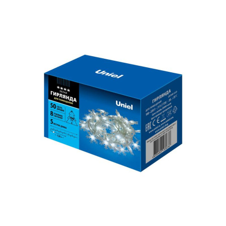 Гирлянда LED "Снежинки-2" ULD-S0500-050/DTA WHITE IP20 SNOWFLAKES-2 5м 50 диодов бел. свет провод прозр.  UL-00007196