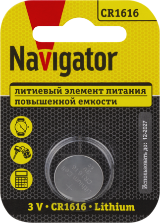 Элемент питания литиевый CR1616 93 826 NBT-CR1616-BP1 (блист.1шт)  93826