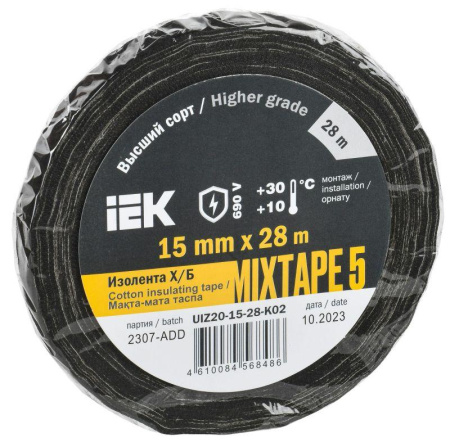 Изолента Х/Б 15мм 28м MIXTAPE 5  UIZ20-15-28-K02