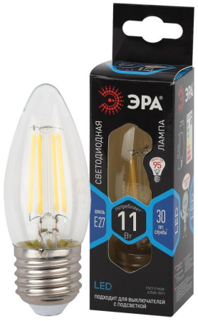 Лампа светодиодная филаментная F-LED B35-11W-840-E27 11Вт B35 свеча 4000К нейтр. бел. E27  Б0046988