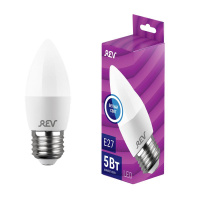 Лампа светодиодная 5Вт C37 свеча 4000К нейтр. бел. E27 420лм 180-240В  32274 0