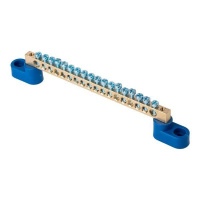 Шина нулевая N 6х9 18 отвер. латунь 2 син. угловых изолятора PROxima  sn0-2-63-18