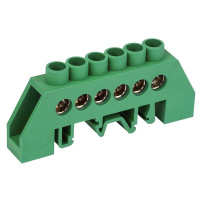 Шина PE "земля" в комбинированном зел. изоляторе на DIN-рейку 6x9мм 6 групп  11-2306