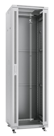 Шкаф монтажный телекоммуникационный напольный SH-05C-42U60/100 19дюйм для распред. и серверн. оборудования 42U 600х1000х2055мм передн. стеклян. и задн. сплошн. метал. двери ручка с замком сер. (RAL 7035)  7057c