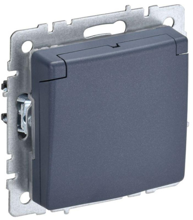 Розетка BRITE РСбш10-3-БрМ 16А IP20 с заземл. защ. шторки с крышкой механизм маренго  BR-R16-16-K35