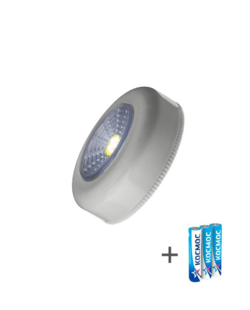 Фонарь-подсветка 1Вт COB LED 3xAAA (R03) корпус ABS-пластик сер. самокл. поверхность в комплекте двустор. скотч  KOC307B
