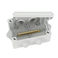 Коробка уравнивания потенциалов 10 зажимов 6 вводов д.25мм 120х80х50мм IP55  NE3110