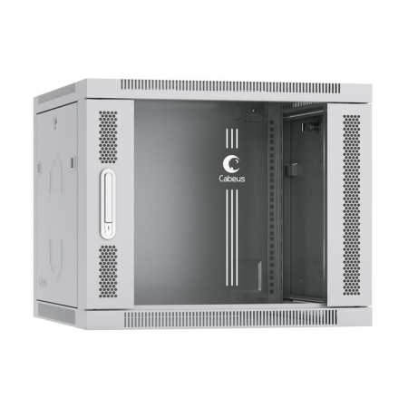 Шкаф телекоммуникационный настенный SH-05F-9U60/60 19дюйм 9U 600х600х501мм дверь стекло сер. (RAL 7035)  7064c