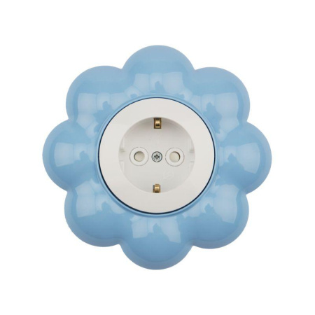 Розетка 1-м СП HAPPY Цветок с заземл. защ. шторки бел./гол.  KR-78-0628