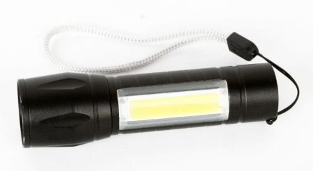 Фонарь аккумуляторный E1337 XPE + COB LED 3Вт 3 режима аккум. 3.7В черн. (бокс)  14269