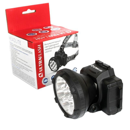 Фонарь аккумуляторный налобный LED5362 7LED 2 режима 220В пластик. черн. (бокс)  11256