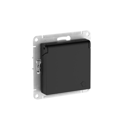 Розетка AtlasDesign 16А IP20 с заземл. со шторками с крышкой быстрозажим. клем. механизм карбон SE ATN001046S