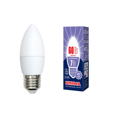Лампа светодиодная LED-C37-7W/DW/E27/FR/NR Norma 7Вт матовая E27 (упак. картон)  UL-00003797
