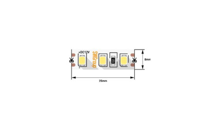 Лента светодиодная стандарт 2835 120LED/м 9.6Вт/м холод. бел. 12В IP20 со скотчем 3М (уп.5м)  00-00007263