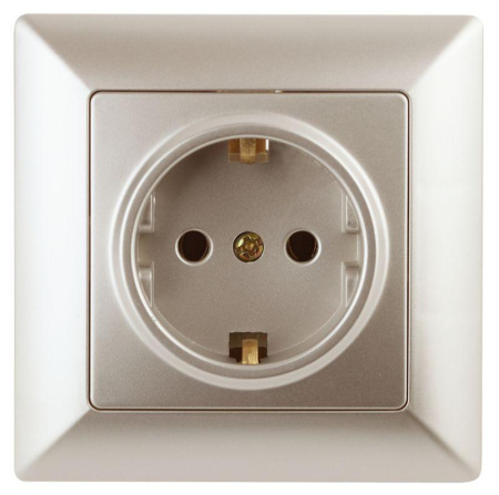 Розетка 1-м СП Solo 4-206-04 16А IP20 250В 2P+E Schuko с заземл. защ. шторки шампань  Б0053684