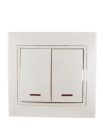 Выключатель 2-кл. СП Mira 10А IP20 с подсветкой со вставкой жемчуж./бел. перламутр.  701-3030-112