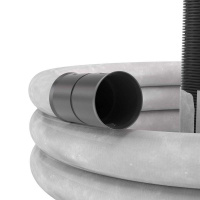 Труба гофрированная двустенная ПНД гибкая дренажная d160мм с геофильтром SN8 перфорация 360град. черн. (уп.50м)  141916A-8K