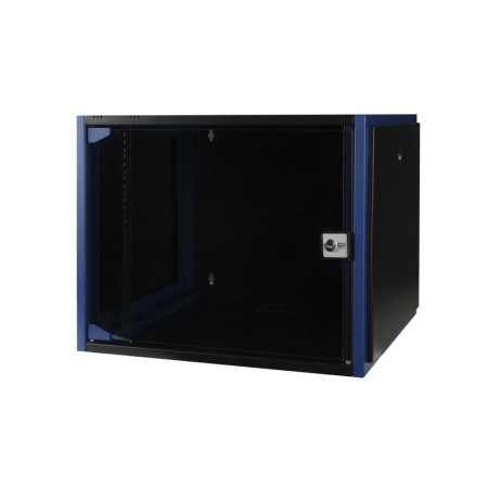 Шкаф настенный 19дюйм 9U 600х450 дв. стекл. черн.  DR-600111