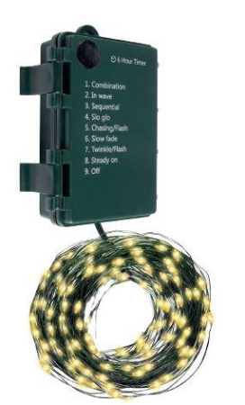 Гирлянда "Роса" DC-G06-120Y 120 microLED 12.1м. 8реж. 3хAA желт.  5059634
