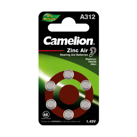 Элемент питания ZA312 Mercury Free A312-BP6 (0%Hg) 1.4В 170мА.ч для слуховых аппаратов BL-6 (блист.6шт)  12825