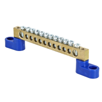 Шина нулевая N 6х9 12 отвер. латунь 2 син. угловых изолятора PROxima  sn0-63-12-2