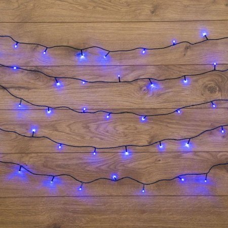 Гирлянда светодиодная "Твинкл Лайт" 10м 80LED син. 5.7Вт 220-240В IP20 с контроллером 8 режимов провод ПВХ темн. зел.  303-043