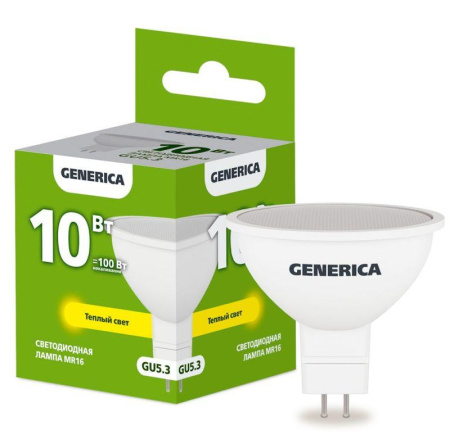 Лампа светодиодная MR16 10Вт софит 3000К GU5.3 230В  LL-MR16-10-230-30-GU5-G