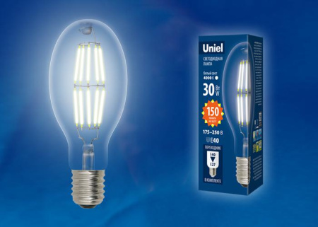 Лампа светодиодная LED-ED90-30W/DW/E40/CL GLP05TR колба прозр. свет дневной бел. 6500К упак. картон  UL-00003761