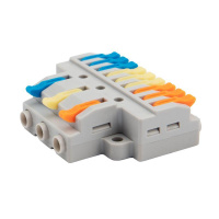 Клемма строительно-монтажная СМК проходная разветвительная 3х3 3п с монтажной площадкой 1 ввод 3 вывода на полюс (уп.50шт)  07-5232 Клемма строительно-монтажная СМК проходная разветвительная 3х3 3п с монтажной площадкой 1 ввод 3 вывода на полюс (уп.50шт)  07-5232