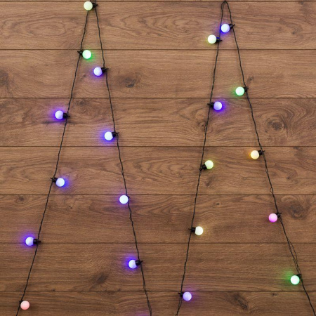 Гирлянда светодиодная "Шарики" 5м d30мм 25LED RGB 6Вт 220-240В IP20 провод ПВХ темн. зел.  303-569