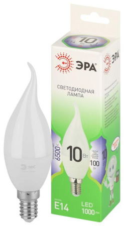 Лампа светодиодная GREEN LINE BXS-10W-865-E14 GL E14 10Вт свеча на ветру свет холод.  Б0067134