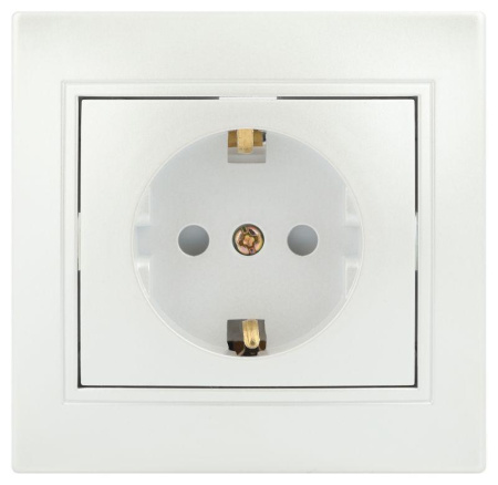 Розетка 1-м СП Plano 1-206-06 16А IP20 250В 2P+E Schuko защ. шторки перламутр  Б0053929