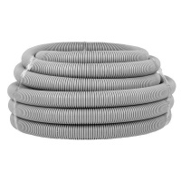 Труба гофрированная ПВХ d40мм с протяжкой сер. (уп.15м) Plast PROxima  tg-z-40