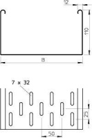 Лоток листовой перфорированный 300х110 L3000 сталь 1мм MKS 130 FT OBO 6060641