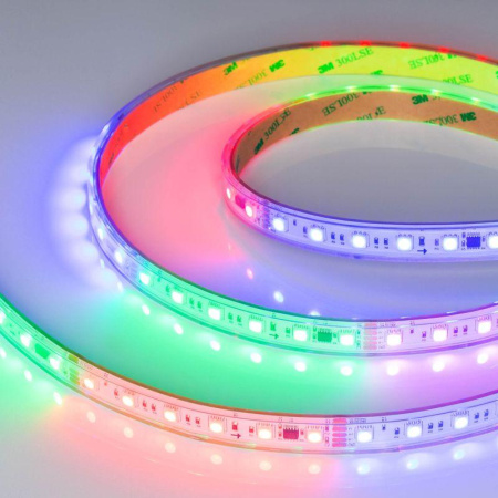 Лента герметичная DMX-PS-B60-15mm 24В RGB-PX6 (15Вт/м IP67 5060) (бегущий огонь) (уп.5м)  037090