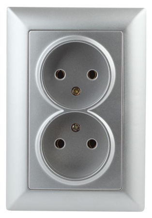 Розетка 2-м СП Solo 4-204-03 2х2P 16А 250В IP20 без заземл. алюм.  Б0053668