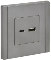 Розетка USB A+C сталь FORTE&PIANO 18Вт FP551   FP-U22-018-K46