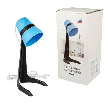 Светильник ULO-K22 D/E14/A BLACK/BLUE настольный 40Вт E14 механич. выкл. черн. с син.  UL-00009544