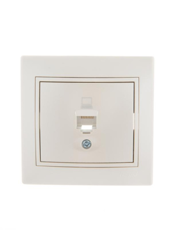 Розетка компьютерная 1-м СП Mira RJ45 16А IP20 со вставкой жемчуж./бел. перламутр.  701-3030-139