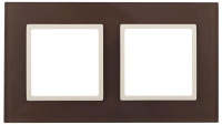Рамка 2-м 14-5102-31 стекло Elegance мокко+сл. кость  ЭРА Б0034503