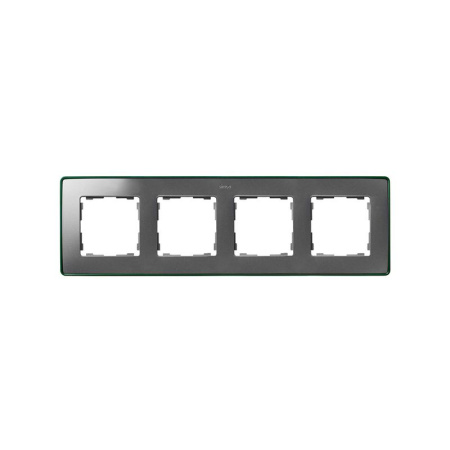 Рамка 4-м 82 Detail холодный алюм.; основание зел.  8201640-253