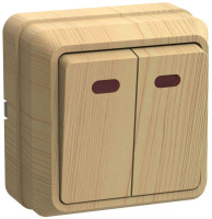 Выключатель 2-кл. ОП Октава 10А IP20 ВС20-2-1-ОС с индикацией сосна  EVO21-K03-10-DC